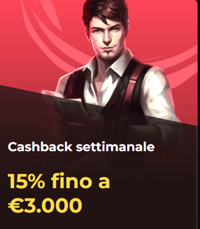 Cashback settimanale 15 fino a 3000